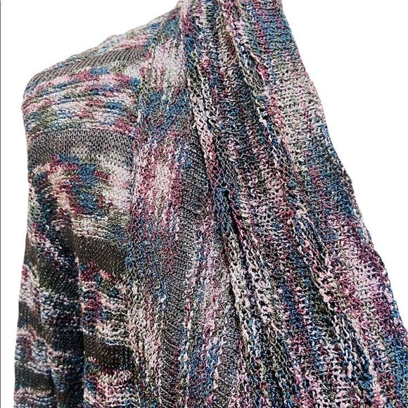 Ball of Cotton Handloomed in USA variegated yarn draped bell sleeve cardigan - Picture 5 of 13